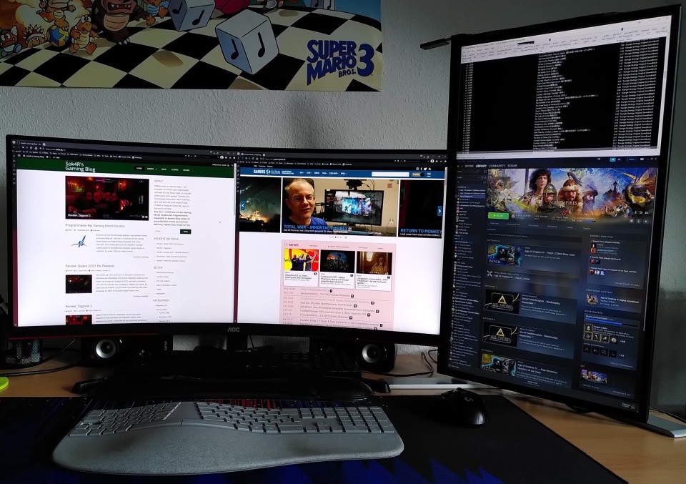 Mein aktuelles Desktop Setup mit zwei Bildschirmen